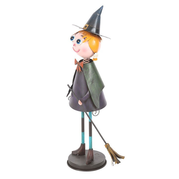 Metal Witch Ornament With Broom