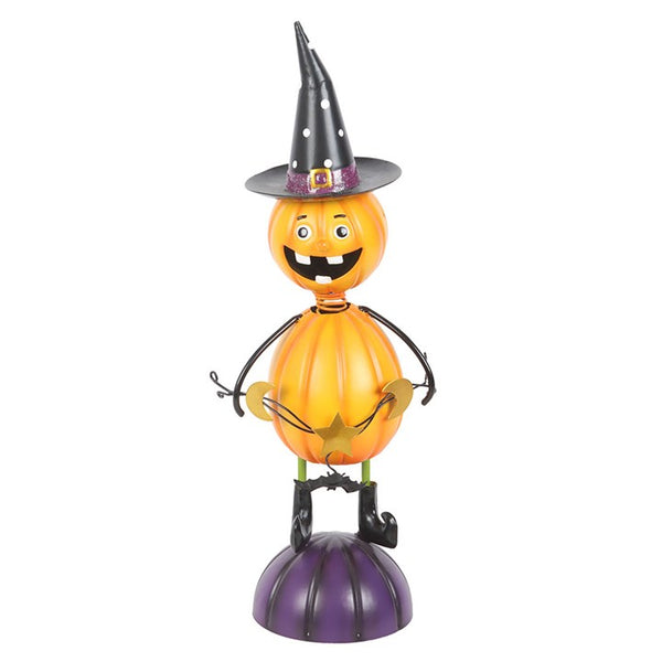Orange Metal Pumpking Man with Witch Hat