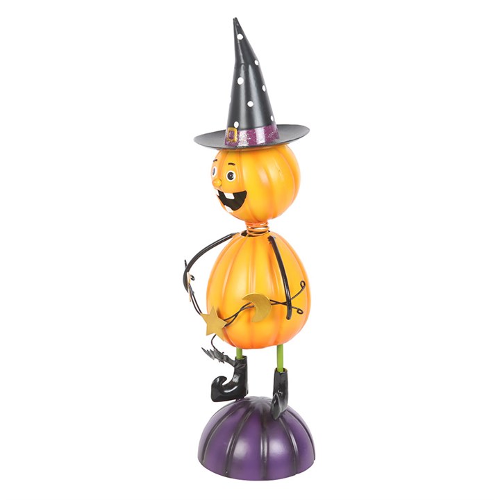 Orange Metal Pumpking Man with Witch Hat