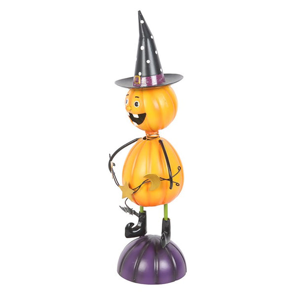 Orange Metal Pumpking Man with Witch Hat