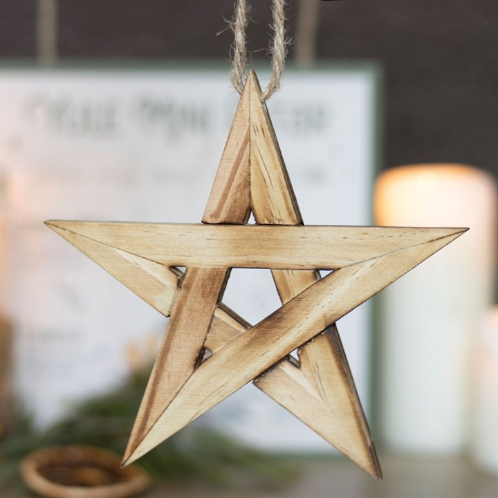 Hanging Wooden Pentagram Decoration