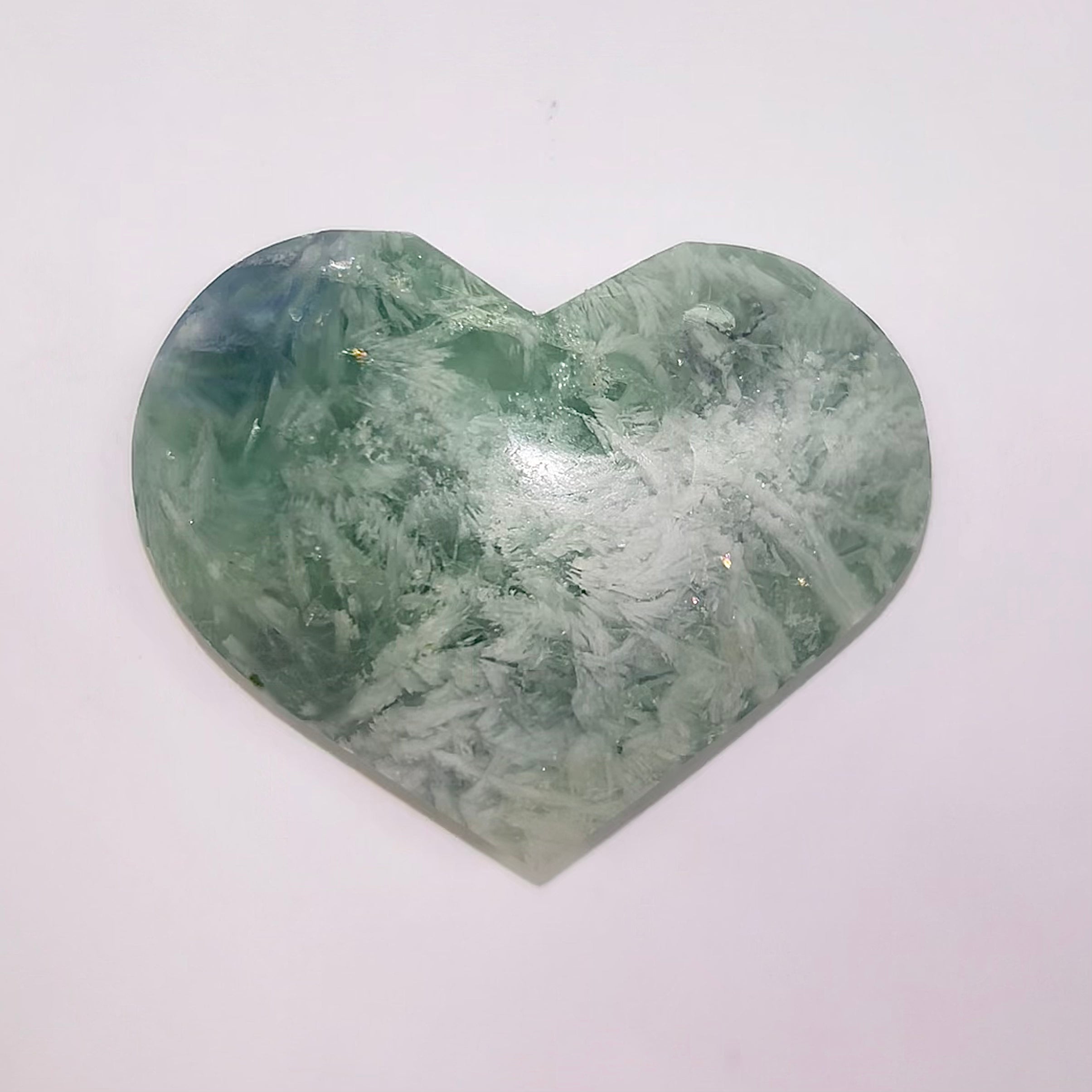 Feather Fluorite Heart