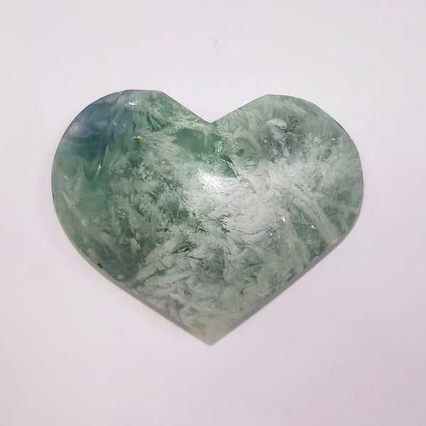 Feather Fluorite Heart