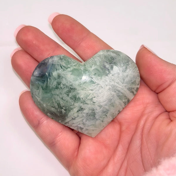 Feather Fluorite Heart
