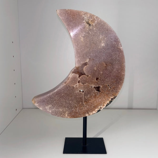Pink Amethyst Moon on Stand