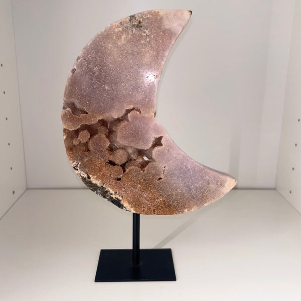 Pink Amethyst Moon on Stand