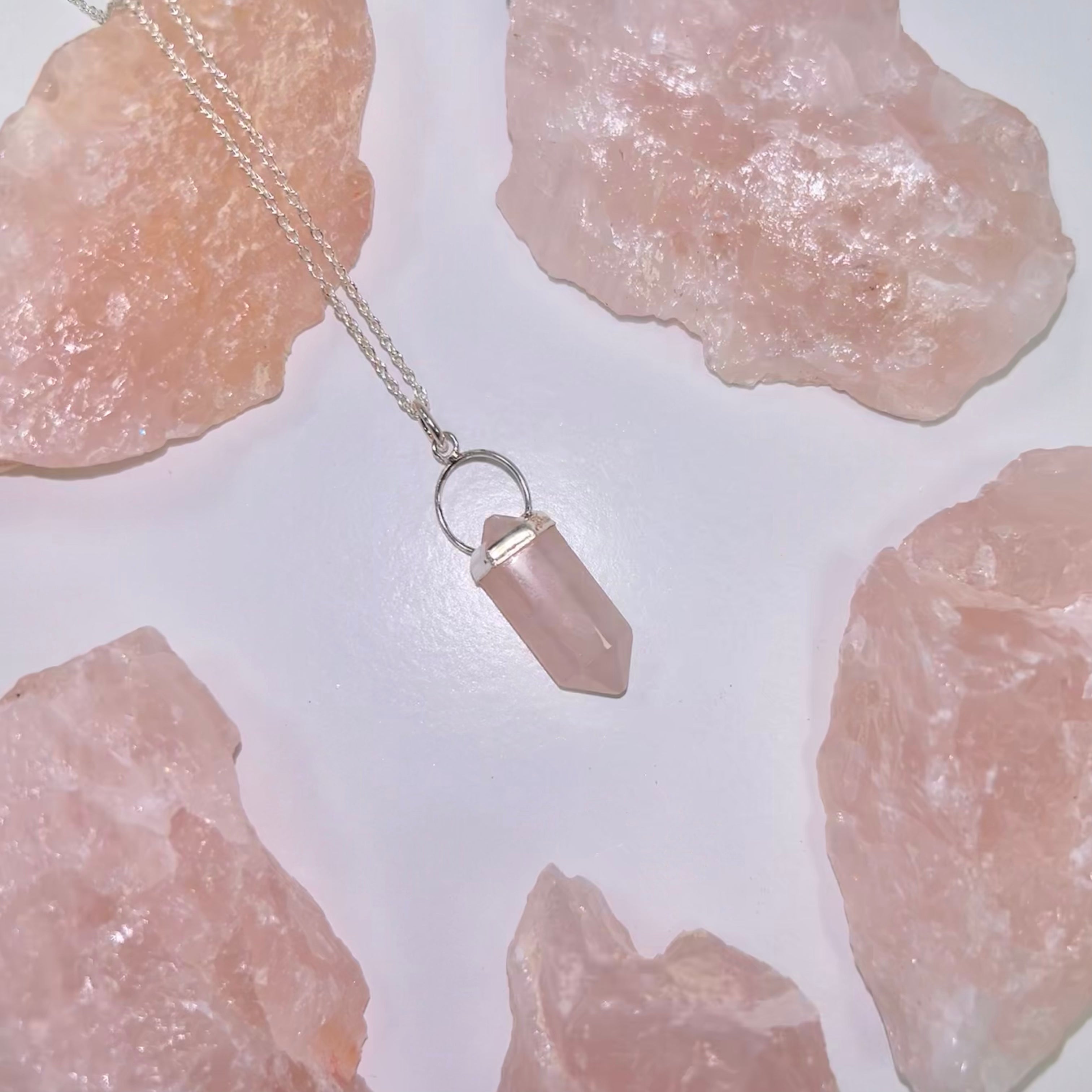 Rose Quartz Pendant & Chain