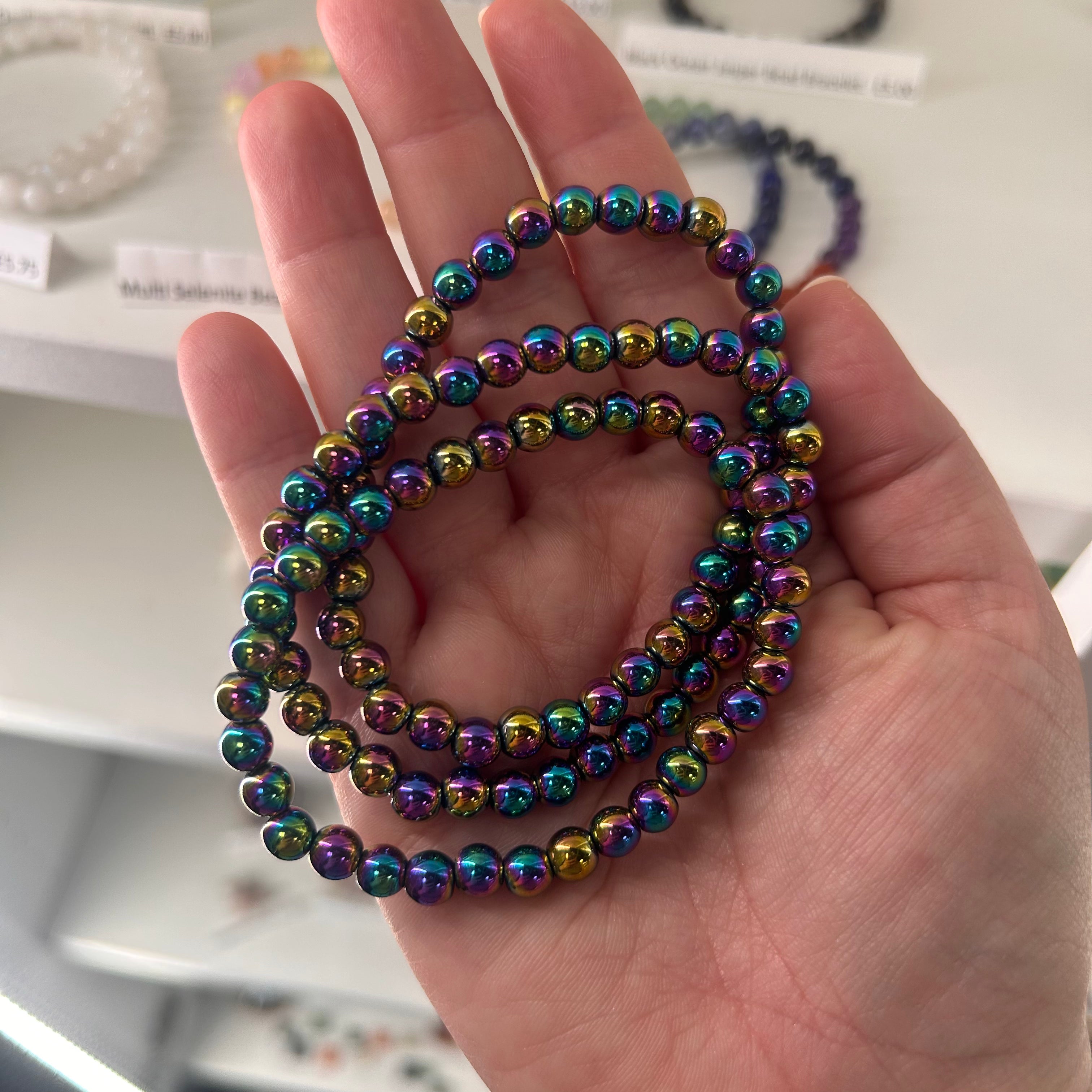 Rainbow Hematite Bead Bracelet