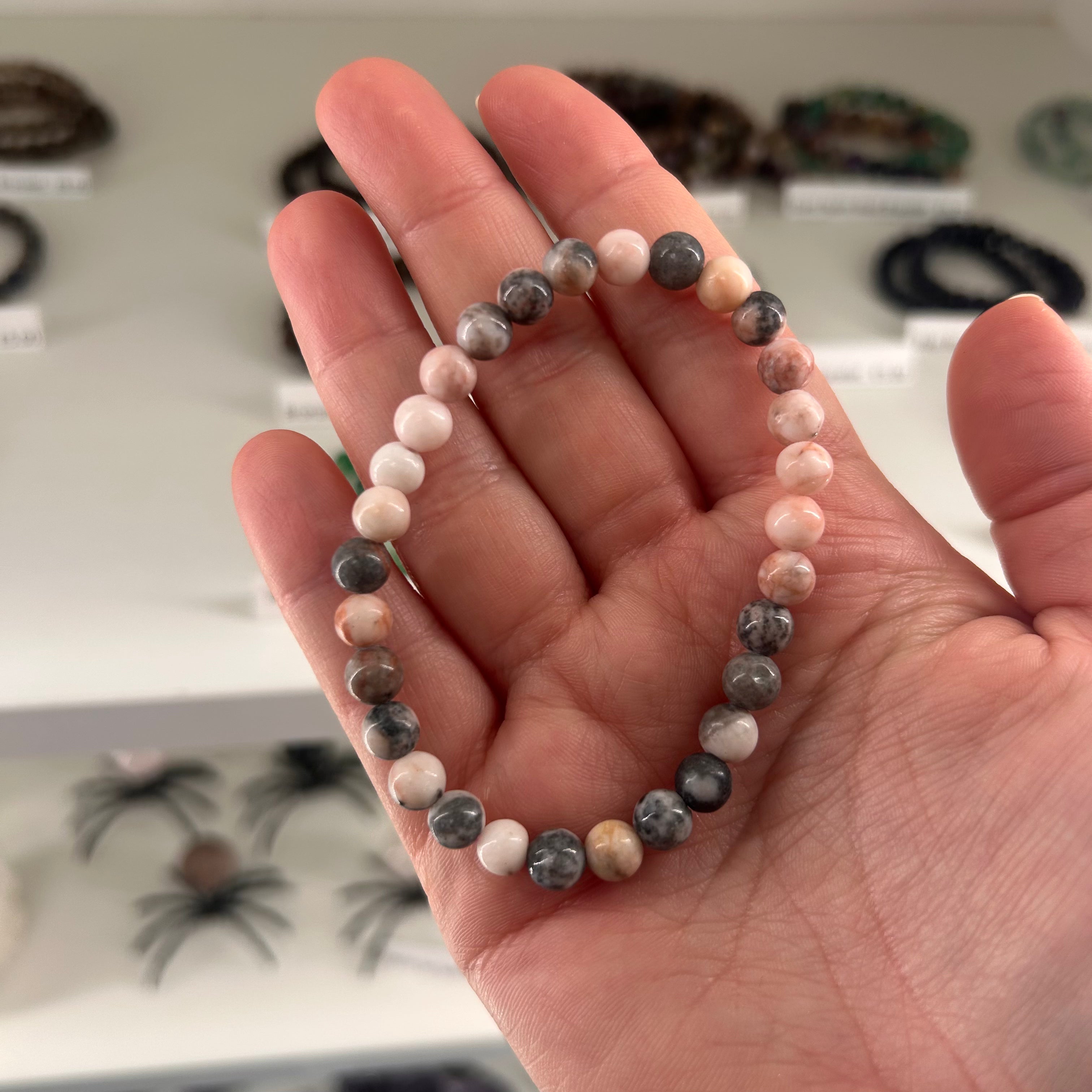 Pink Zebra Jasper Bead Bracelet