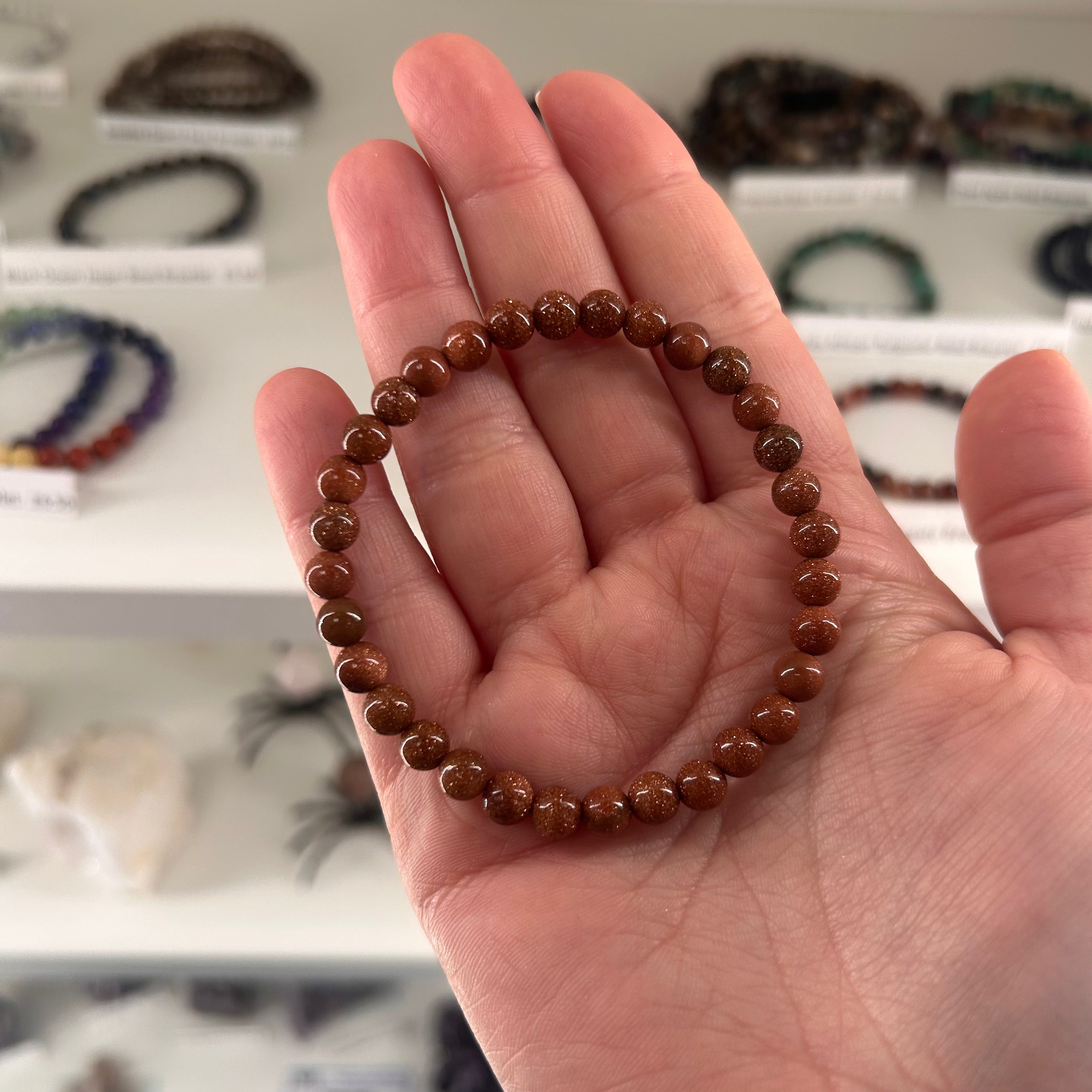 Red Goldstone Bead Bracelet