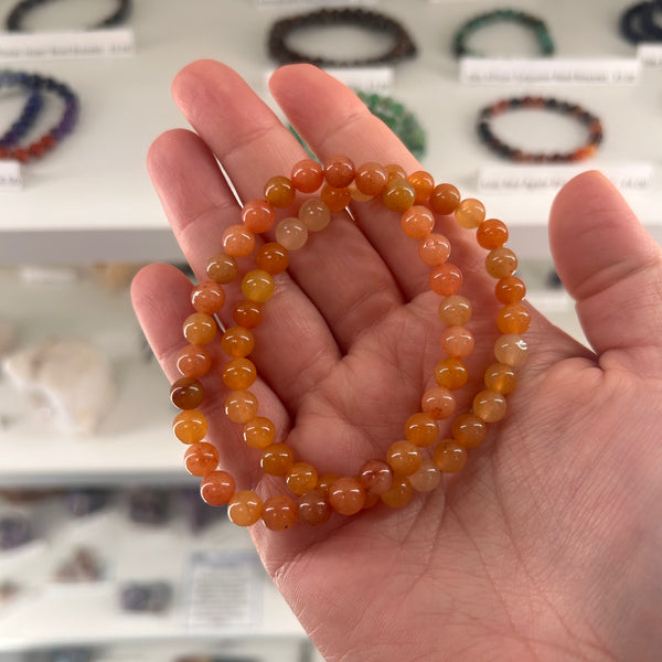 Red Aventurine Bead Bracelet