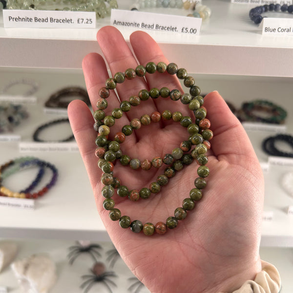 Unakite Bead Bracelet