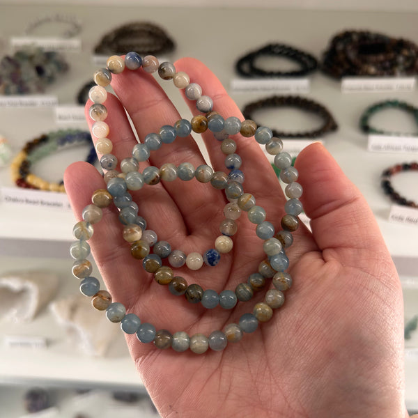Aquatine Calcite Bead Bracelet