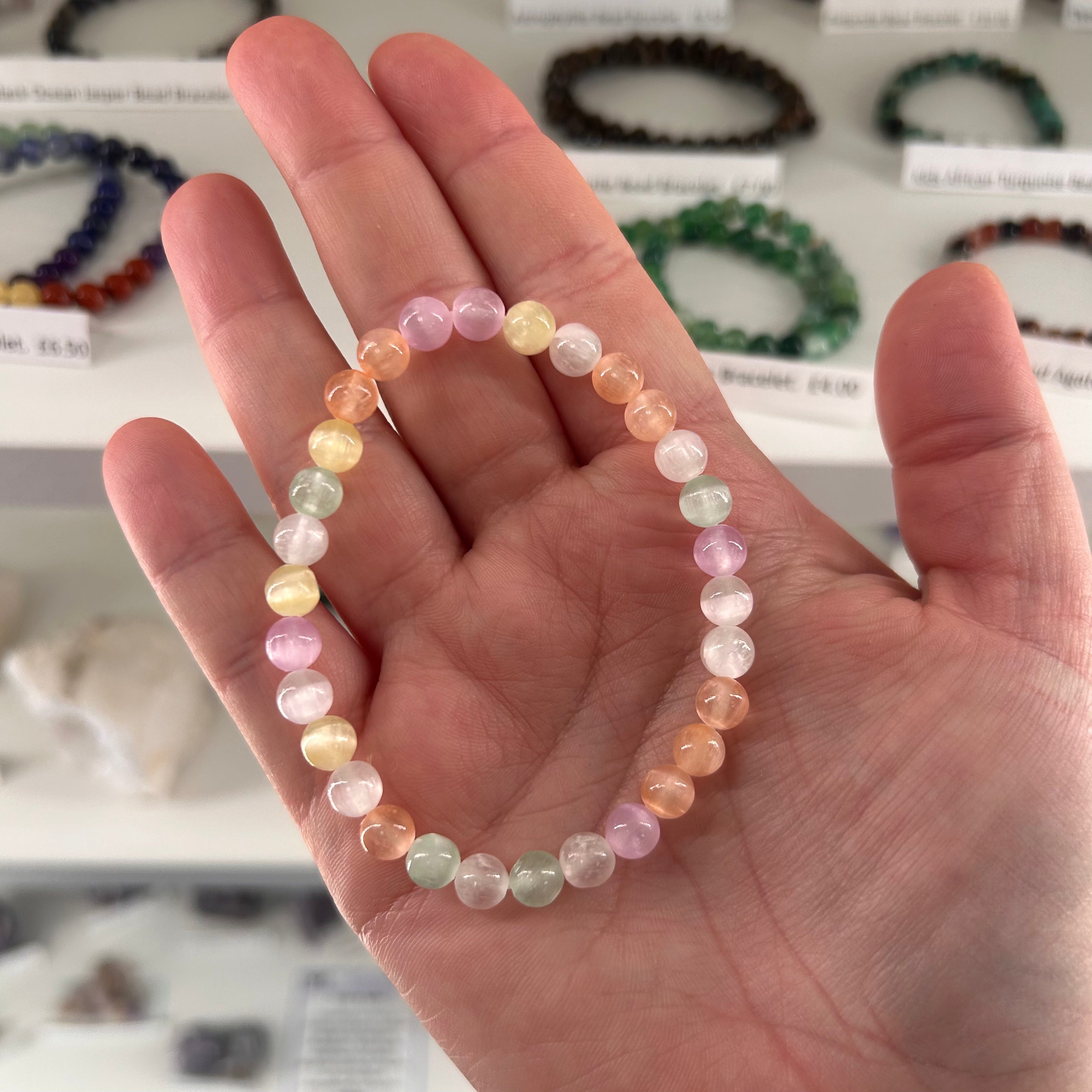 Multi Selenite Bead Bracelet