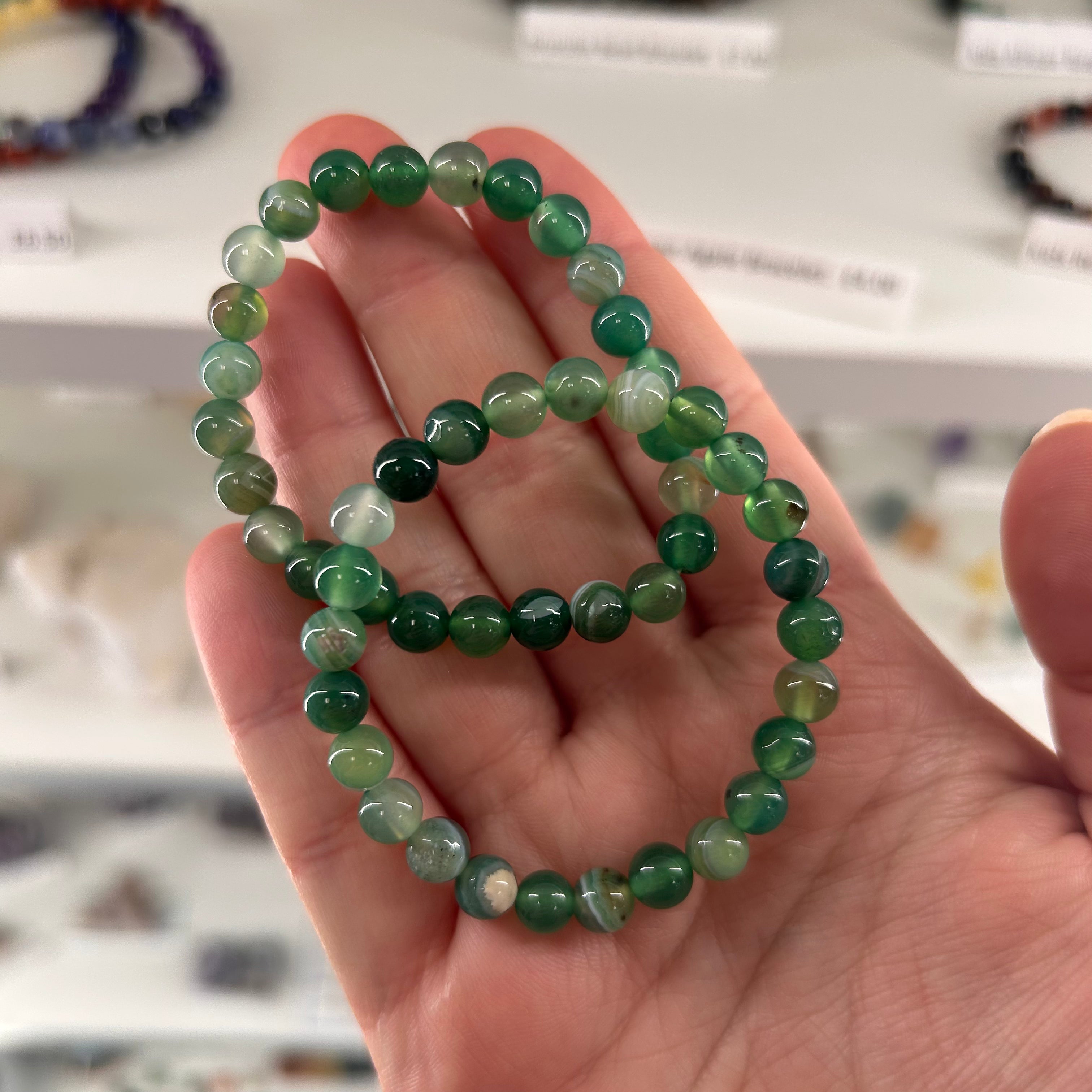 Kids Green Agate Bead Bracelet