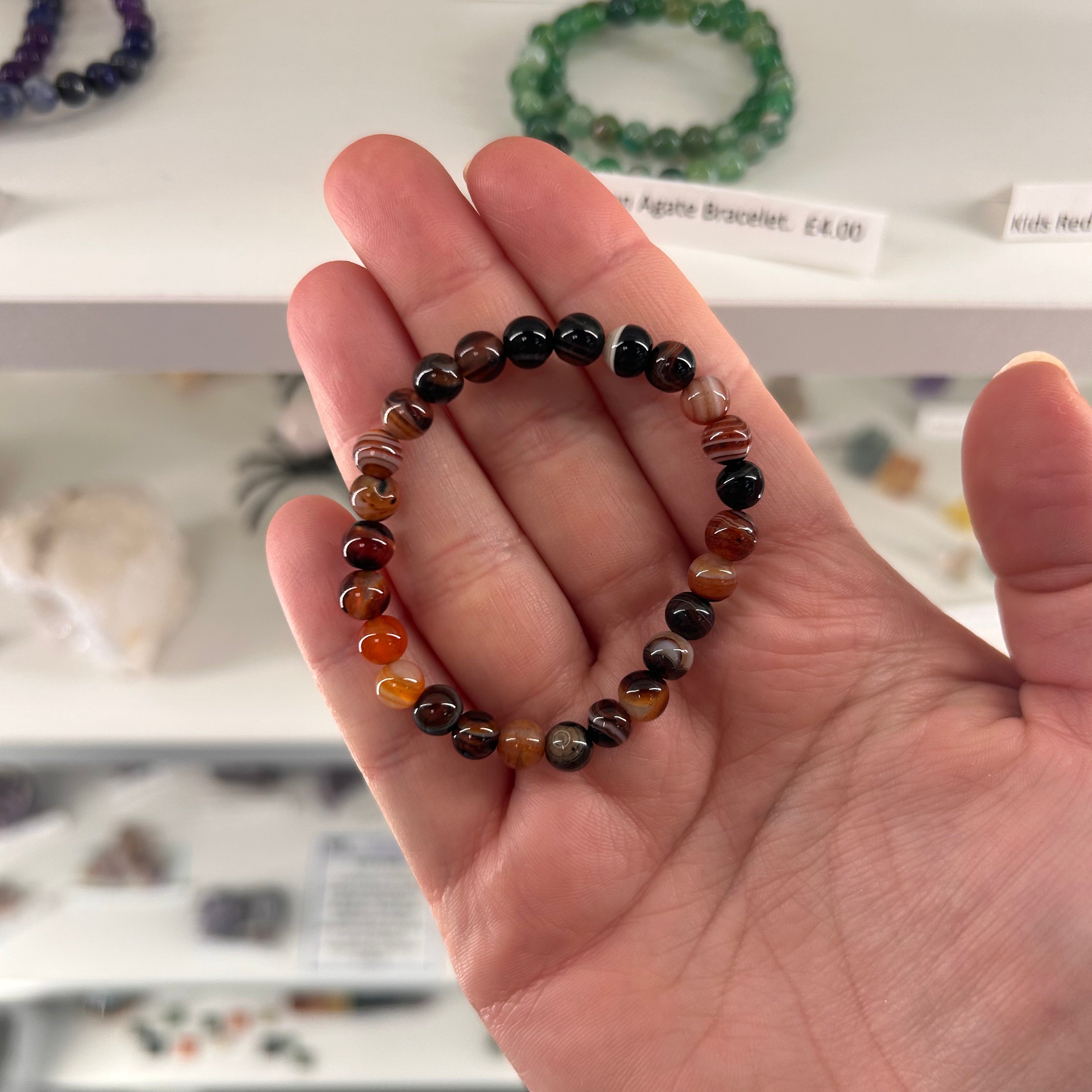 Kids Red Agate Bead Bracelet