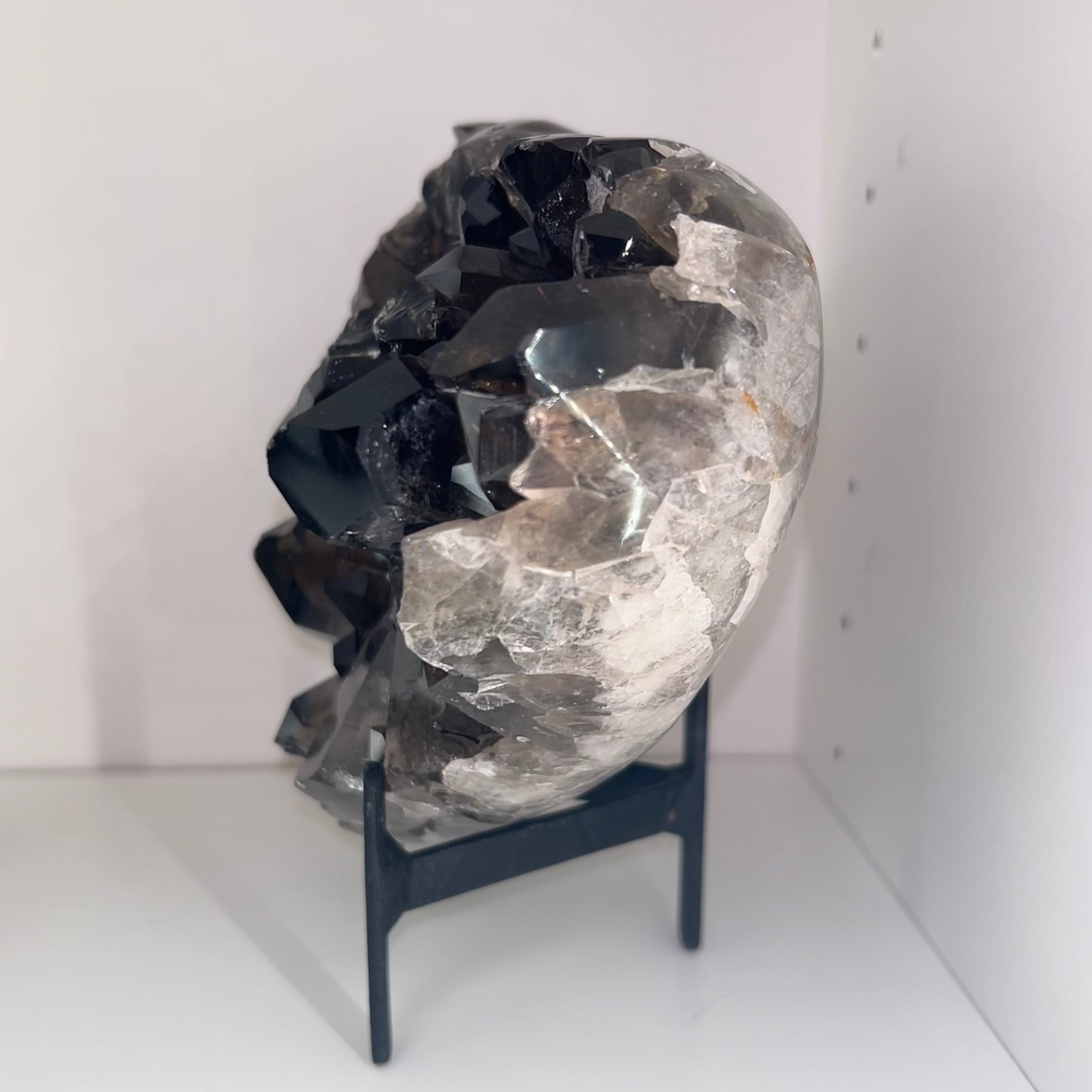Smokey Quartz Druze Heart on Stand
