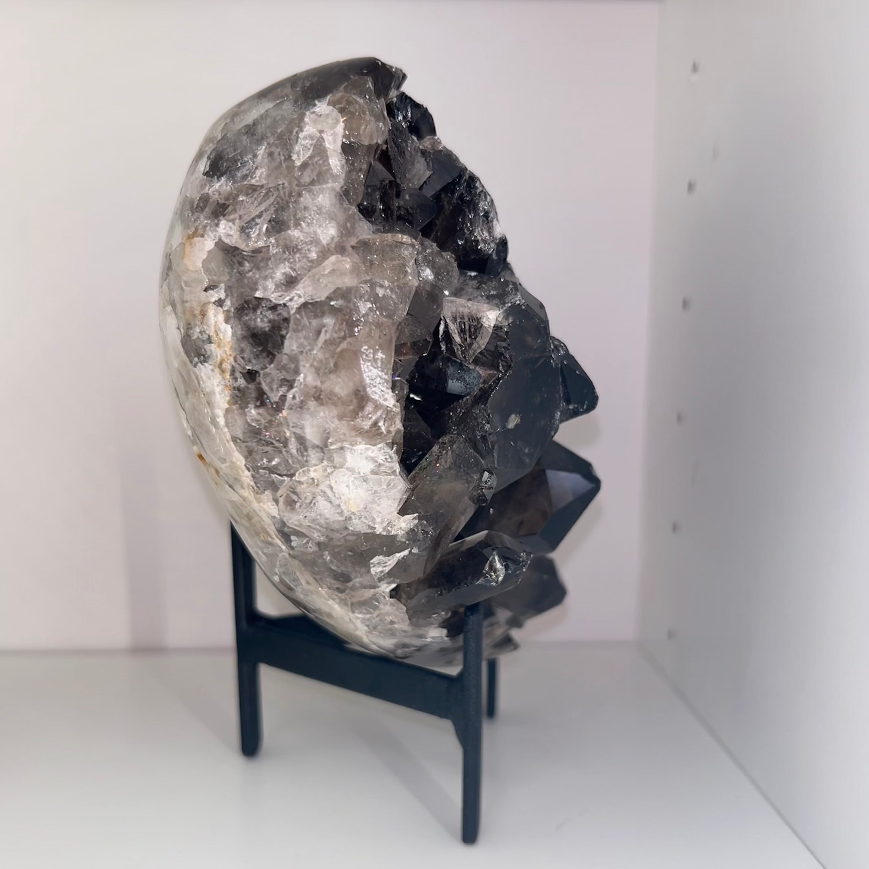 Smokey Quartz Druze Heart on Stand