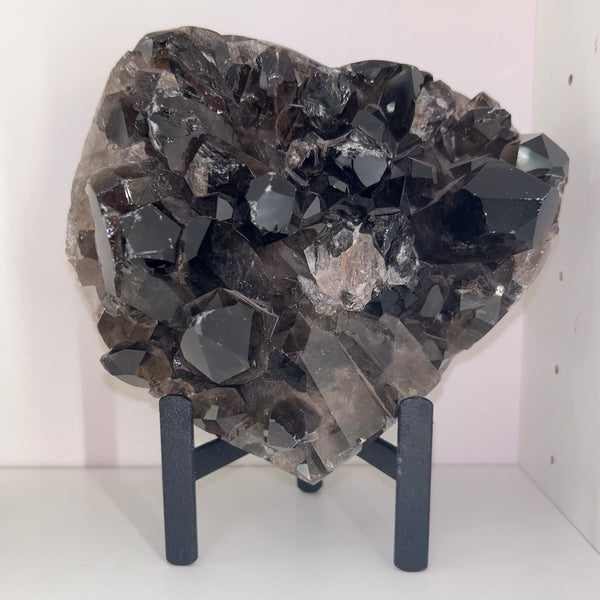 Smokey Quartz Druze Heart on Stand