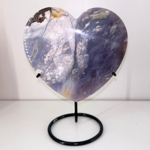 Purple Chalcedony Heart on Stand