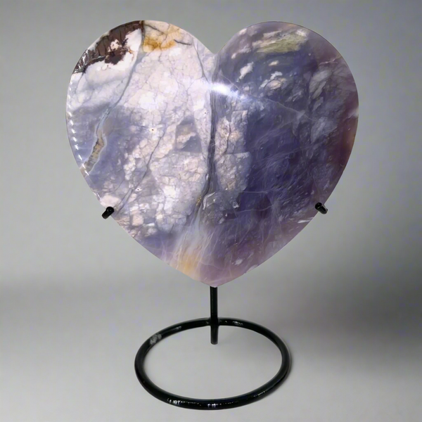 Purple Chalcedony Heart on Stand