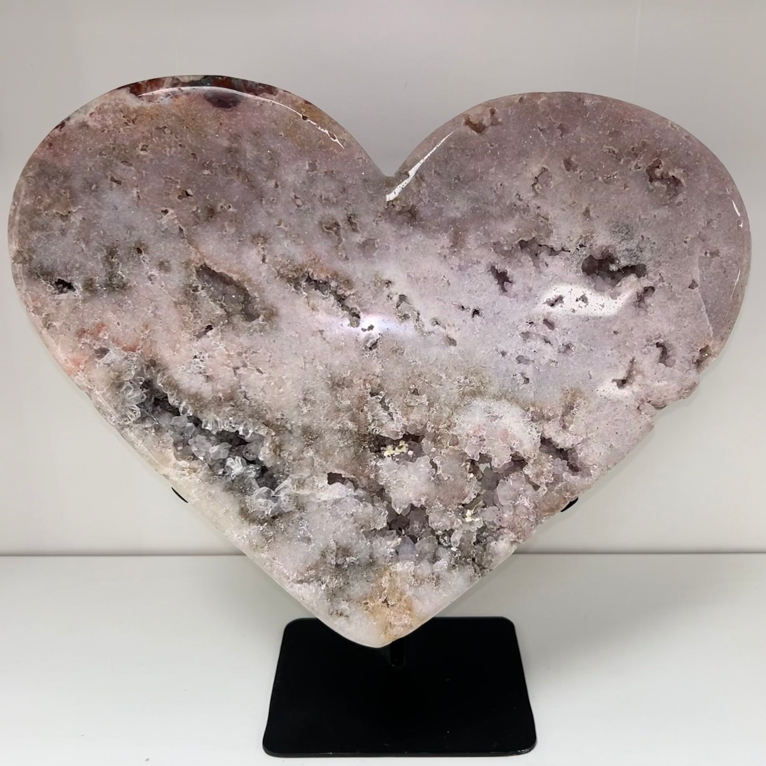 Pink Amethyst Heart on Stand