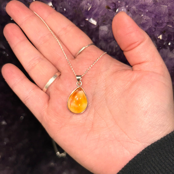 Citrine Teardrop Pendant & Chain