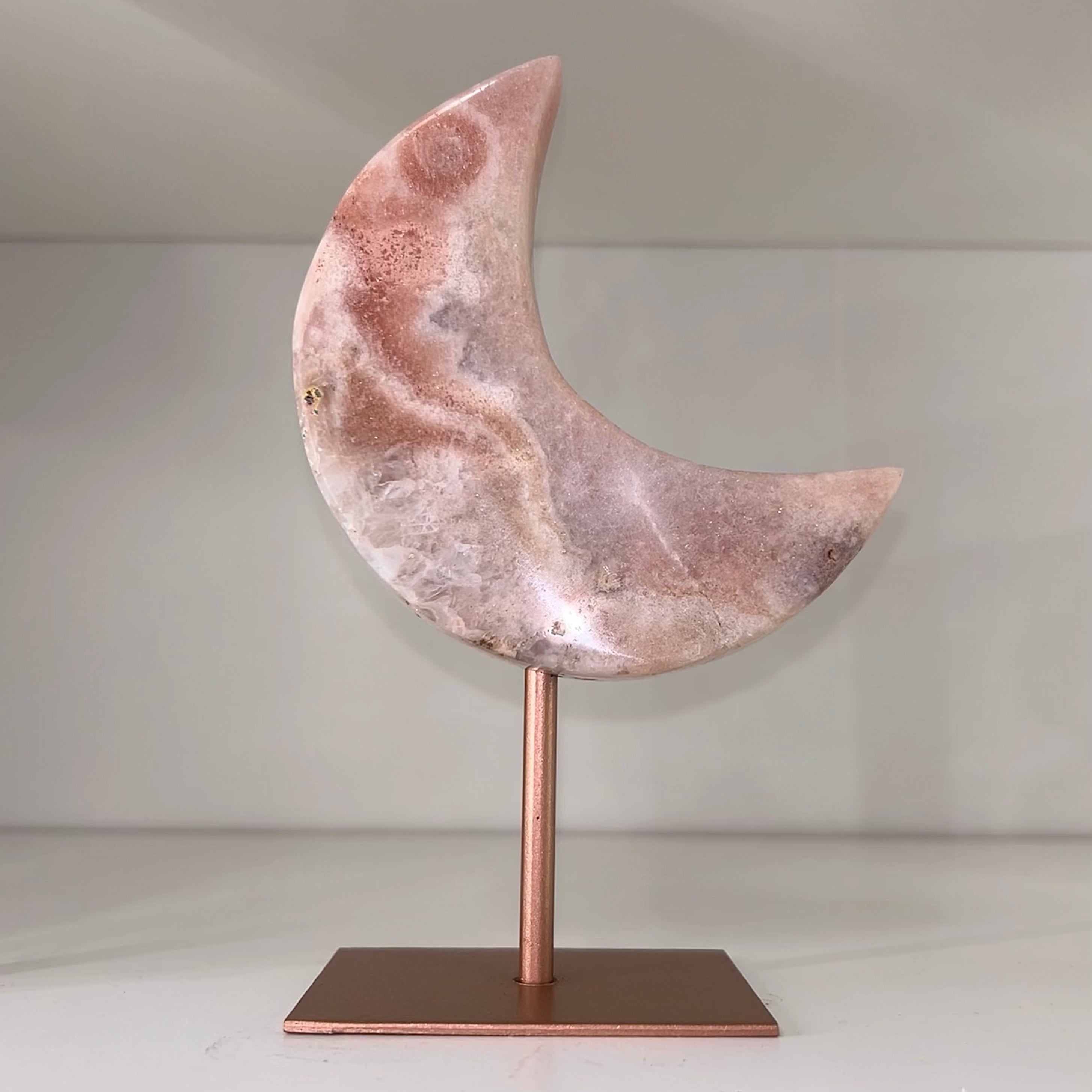 Pink Amethyst Moon on Stand