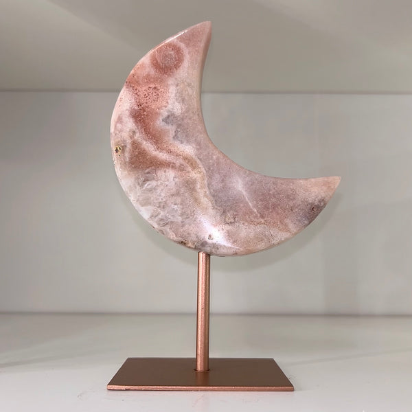 Pink Amethyst Moon on Stand