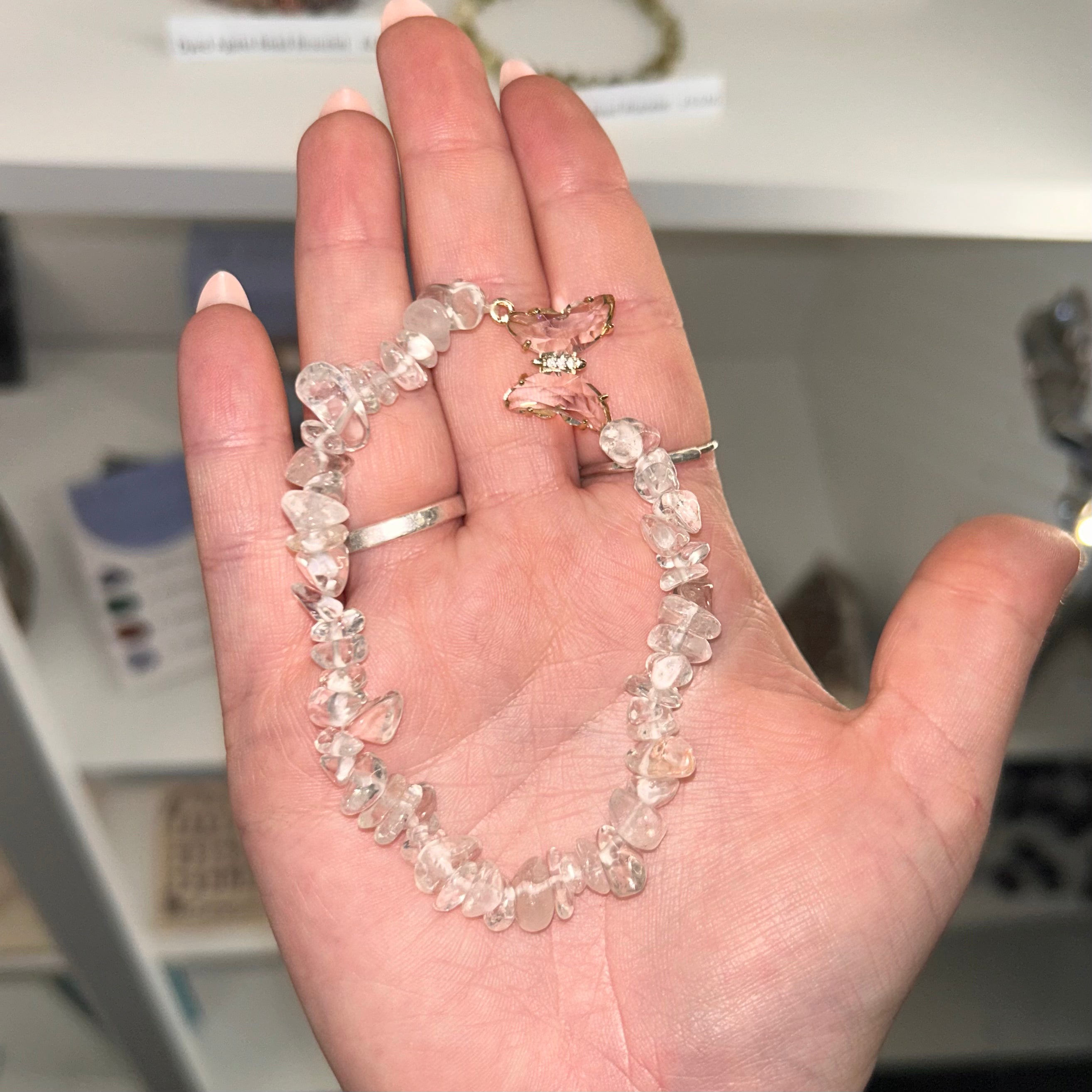 Clear Quartz Butterfly Bracelet
