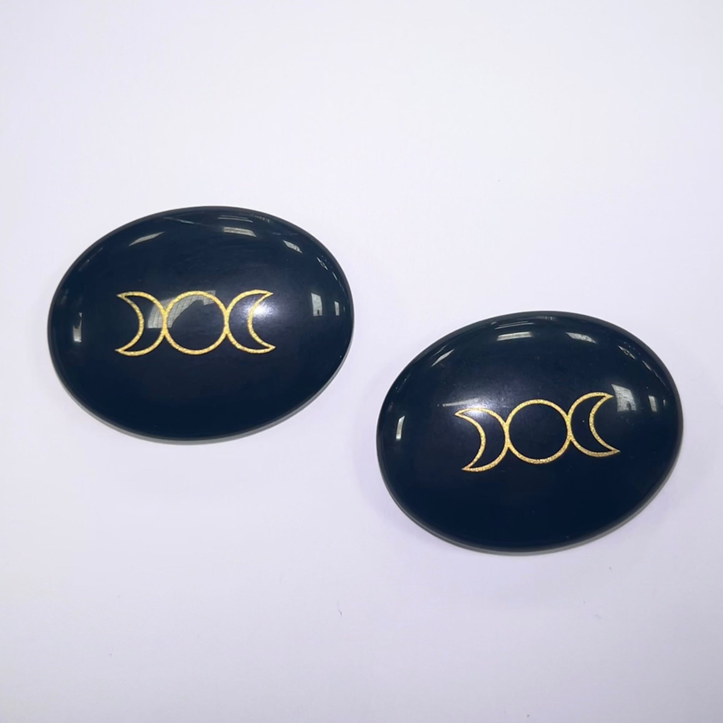 Black Obsidian Triple Moon Smoothstone