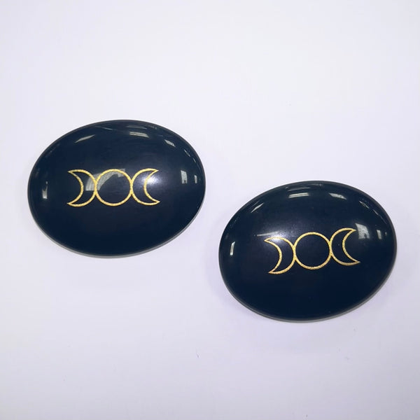 Black Obsidian Triple Moon Smoothstone