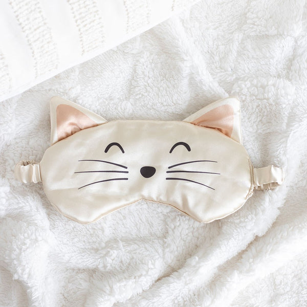 White Cat Satin Sleep Mask