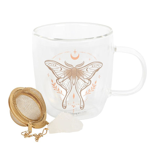 Luna Moth Glass Mug with Tea Diffuser