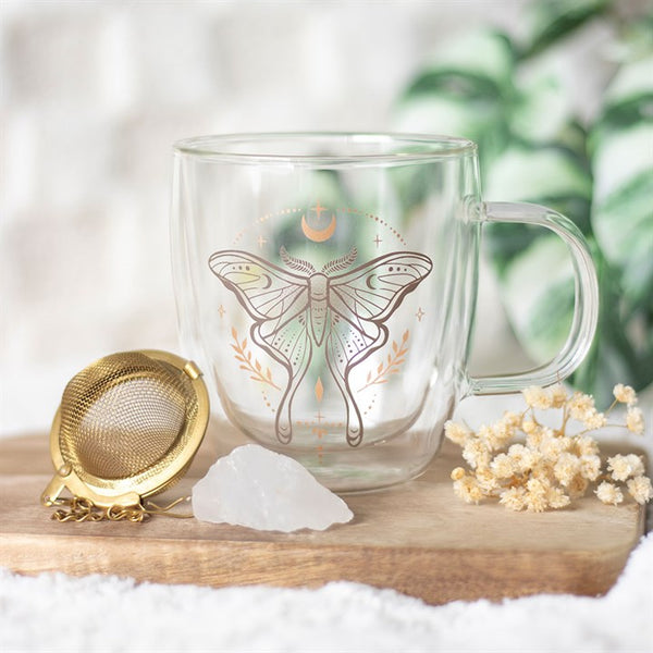 Luna Moth Glass Mug with Tea Diffuser