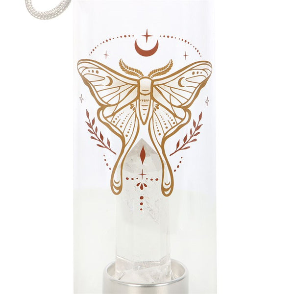 Luna Moth Glass Bottle with Clear Quartz