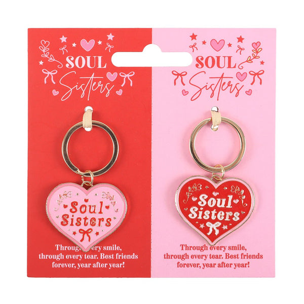 Pair Of Soul Sisters Love Heart Keyring