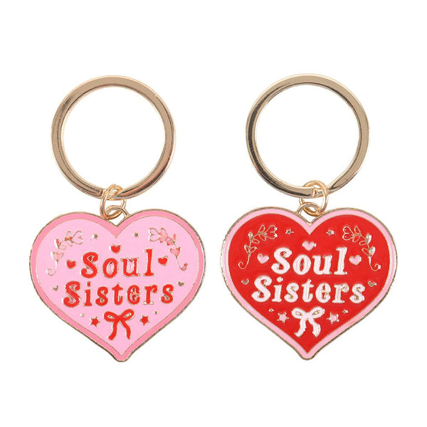 Pair Of Soul Sisters Love Heart Keyring