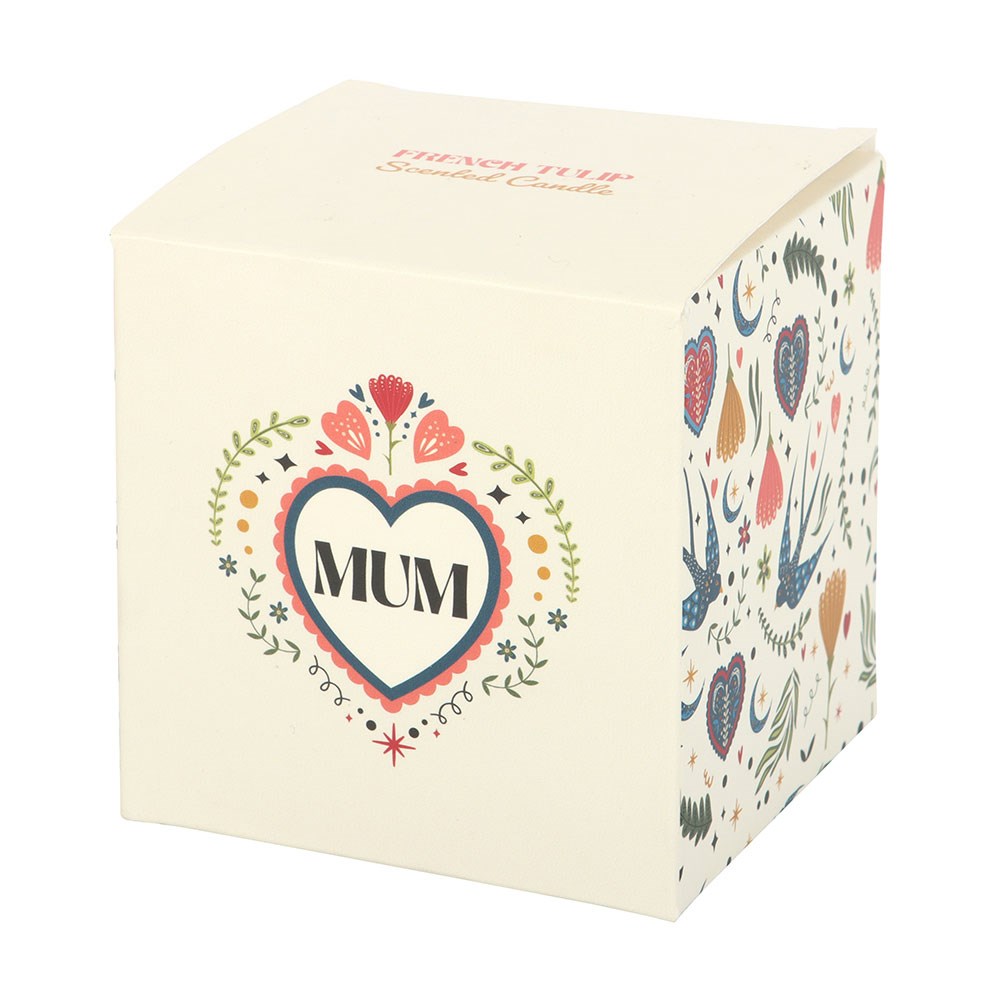 Mum Folk Heart French Tulip Candle