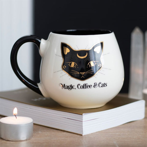 Magic Coffee and Cats Round Mug