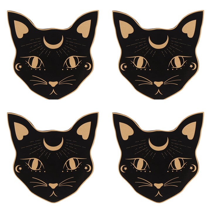 Mystic Mog Cat Face Coaster Set