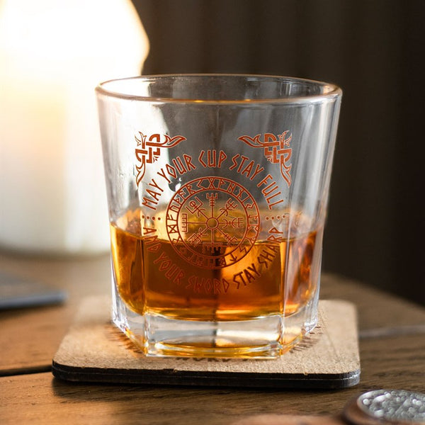 Viking Compass Drinking Glass with Coaster