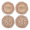 Set Of 4 Norse Mythology Wood Slice Coasters