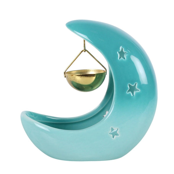 Blue Pastel Crescent Moon Hanging Ceramic Oil Burn