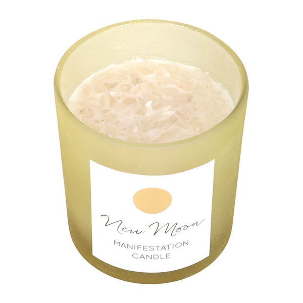 New Moon Candle with Clear Quartz