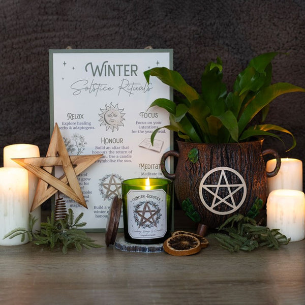 Pentagram Bark Effect Cauldron Plant Pot