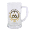 Celtic Triquetra Knot Glass Beer Tankard with Cork