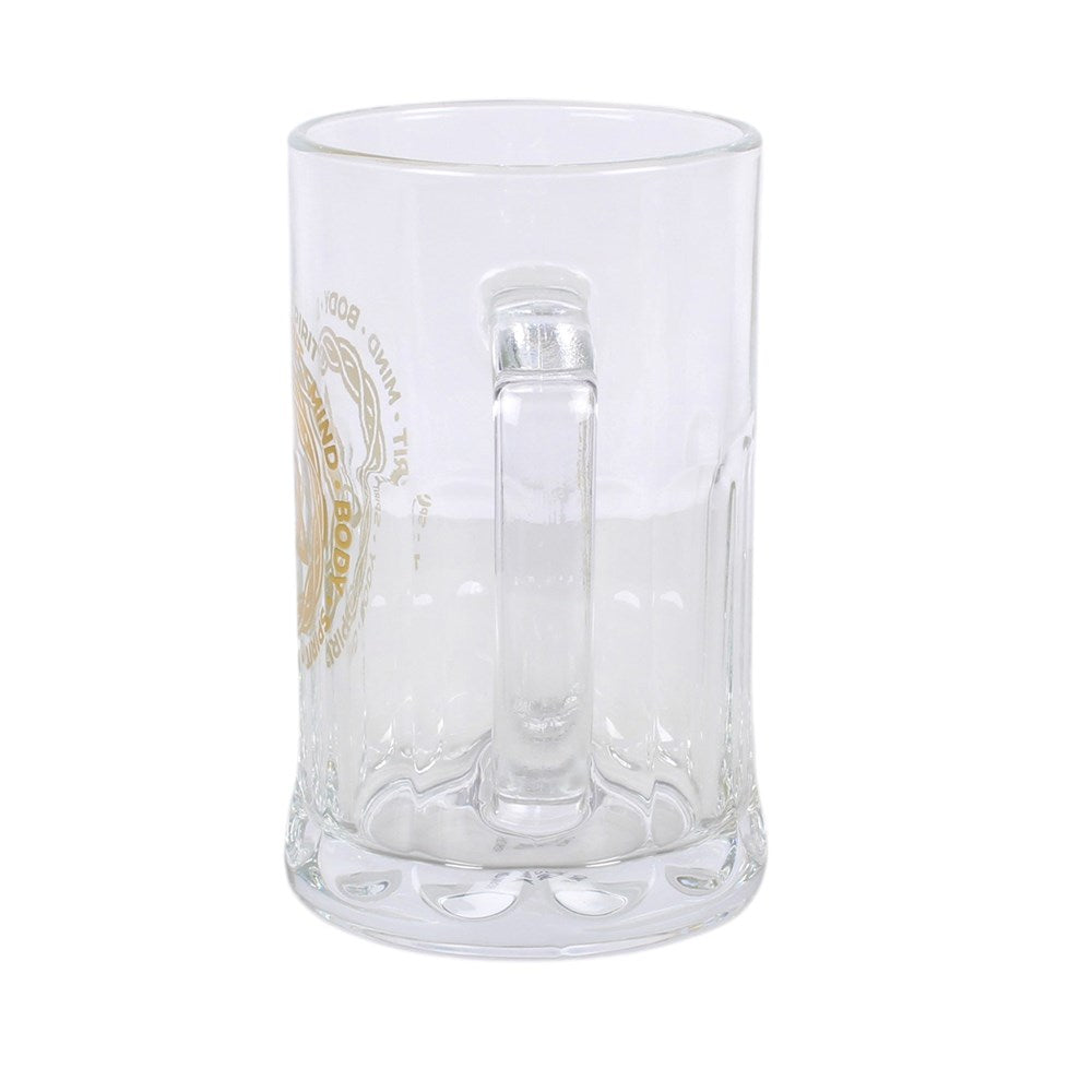 Celtic Triquetra Knot Glass Beer Tankard with Cork