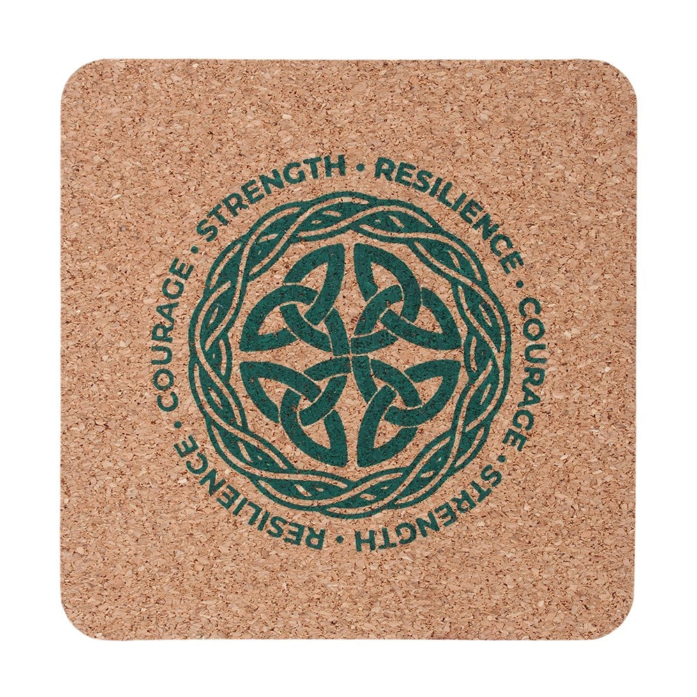 Celtic Shield Knot Lowball Glass with Cork Coaster