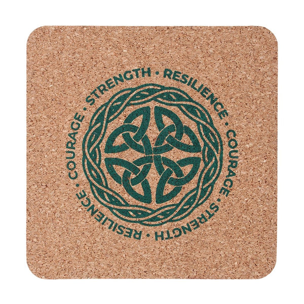 Celtic Shield Knot Lowball Glass with Cork Coaster